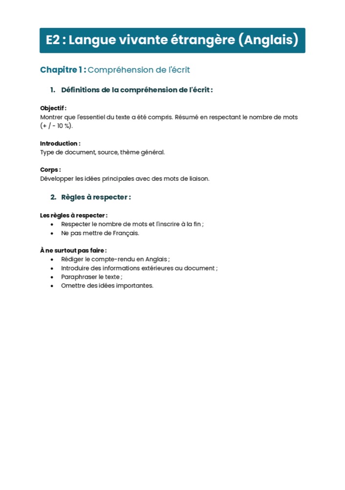 Example Fiche de Révision BTS Banque