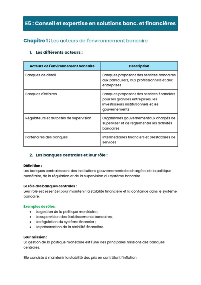 Example Fiche de Révision BTS Banque